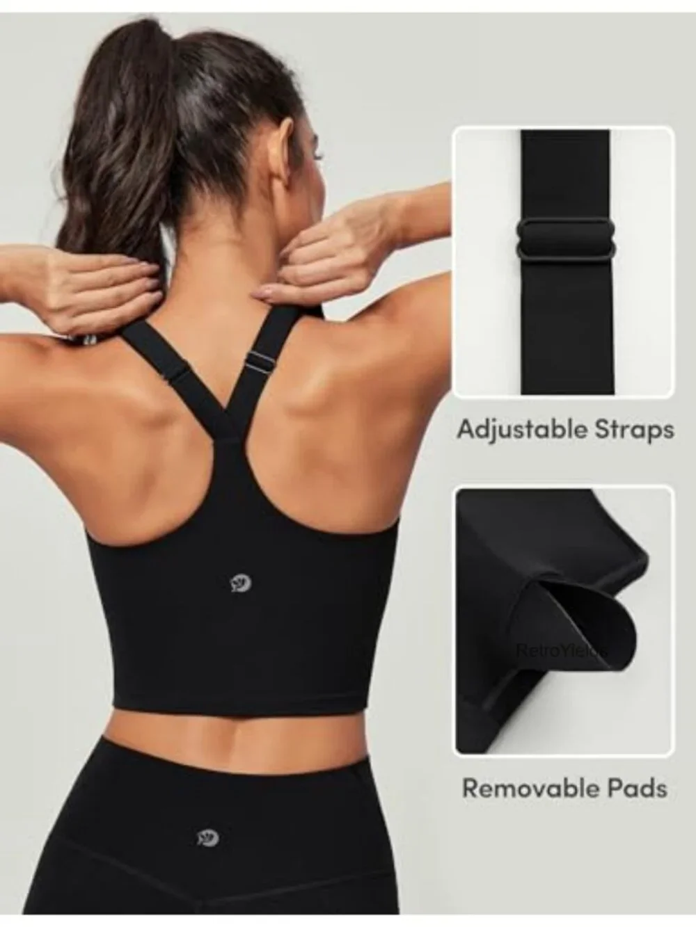IUGA Longline Sports Bra Women Racerback Yoga Crop Tank with Removable Pads